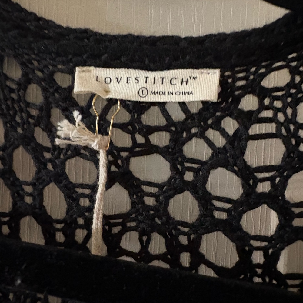 Lovestitch crocheted, black cardigan - Picture 7 of 7